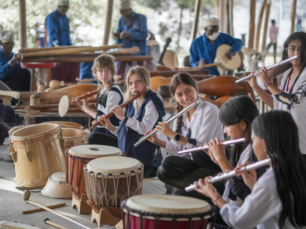 Wie organisiere ich ein schulprojekt, das junge mit traditionellen instrumenten verbindet und lokale handwerkerinnen fair bezahlt