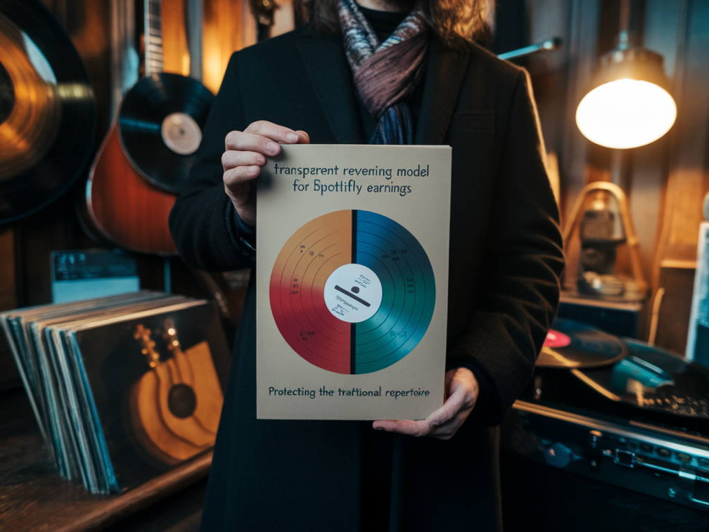Wie lege ich ein transparentes revenue-sharing-modell für bandcamp- und spotify-erlöse fest, das traditionelle repertoire schützt