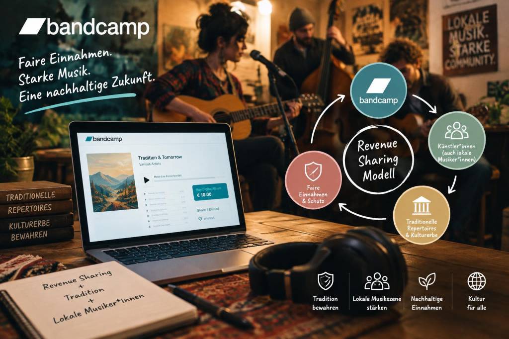 Wie entwickle ich ein bandcamp‑basiertes revenue sharing modell das traditionelle repertoires und lokale musiker*innen schützt